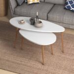 Βοηθητικά τραπεζάκια Elips Megapap χρώμα λευκό 116x46x46εκ.