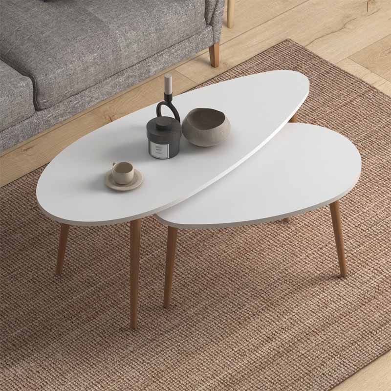 Βοηθητικά τραπεζάκια Elips Megapap χρώμα λευκό 116x46x46εκ. - Image 2