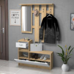 Έπιπλο εισόδου Raynold Megapap χρώμα φυσικό οξιάς - λευκό 100x30x180εκ.