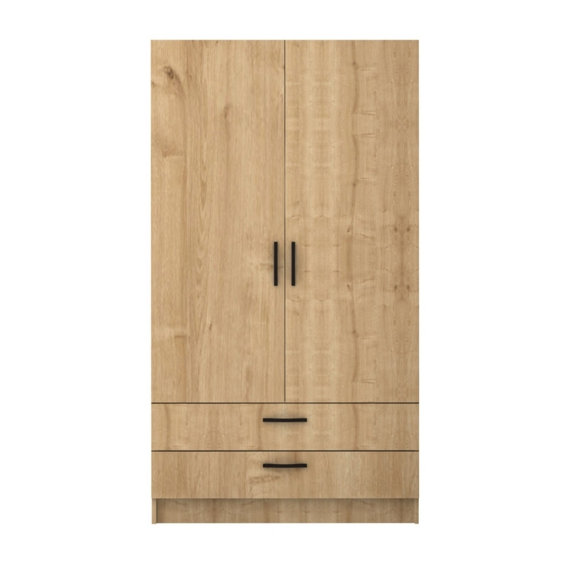 Ντουλάπα ρούχων Victoria Megapap δίφυλλη με συρτάρια χρώμα φυσικό οξιάς 100x60x181εκ. - Image 2