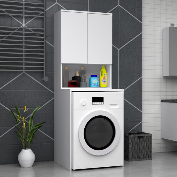 Έπιπλο πλυντηρίου Cozen Megapap χρώμα λευκό 65x60x178εκ. - Image 2