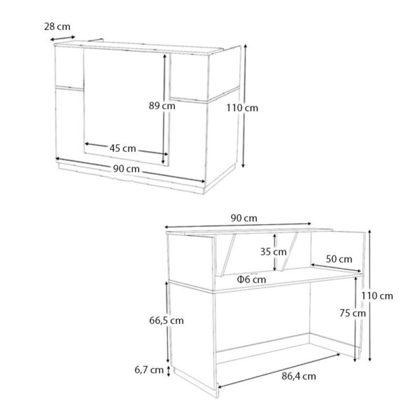 Γραφείο υποδοχής - reception Gemini Megapap χρώμα λευκό 90x50x110εκ. - Image 5