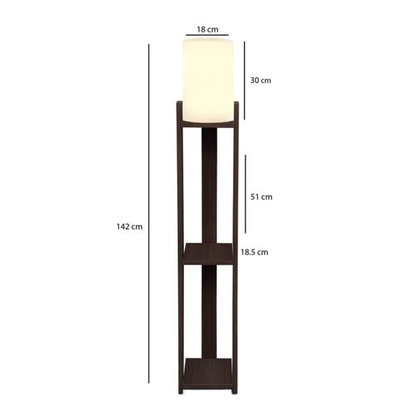 Φωτιστικό δαπέδου Verma I Megapap E27 Mdf/ύφασμα Pvc χρώμα wenge - κρεμ 18,5x18,5x142εκ. - Image 2
