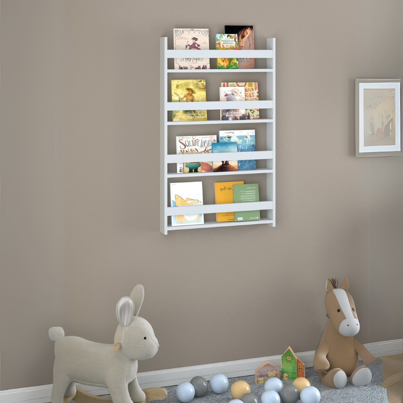 Επιτοίχια βιβλιοθήκη - ραφιέρα Montessori Megapap χρώμα λευκό 74x10x120εκ. - Image 2