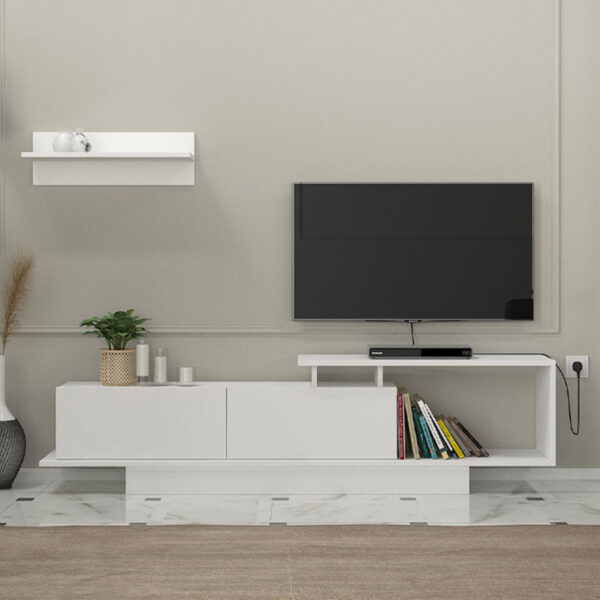 Έπιπλο τηλεόρασης Novara Megapap χρώμα λευκό 180x29,6x45εκ. - Image 2