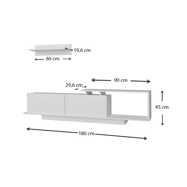 Έπιπλο τηλεόρασης Novara Megapap χρώμα λευκό 180x29,6x45εκ. - Image 4