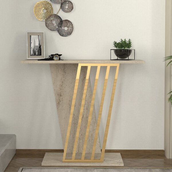 Κονσόλα Gravity Megapap χρώμα travertine - χρυσό 90x29,6x76,8εκ. - Image 2