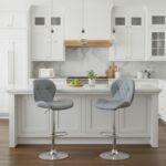 Σκαμπό μπαρ Dolores Megapap με ρυθμιζόμενο ύψος PU γκρι - βάση χρωμίου 45,5x38x89/109εκ.