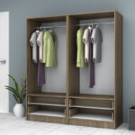 Ντουλάπα ρούχων Ricardo Megapap τετράφυλλη με συρτάρια χρώμα καρυδί 160x51,8x181εκ.