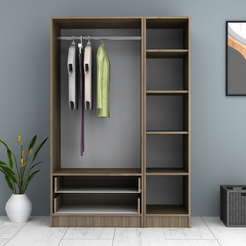 Ντουλάπα ρούχων Ricardo Megapap τρίφυλλη με συρτάρια χρώμα καρυδί 120x51,8x181εκ. - Image 2