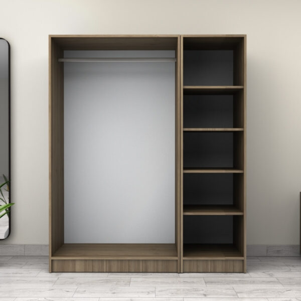 Ντουλάπα ρούχων Victoria Megapap τρίφυλλη χρώμα καρυδί 150x60x181εκ. - Image 2