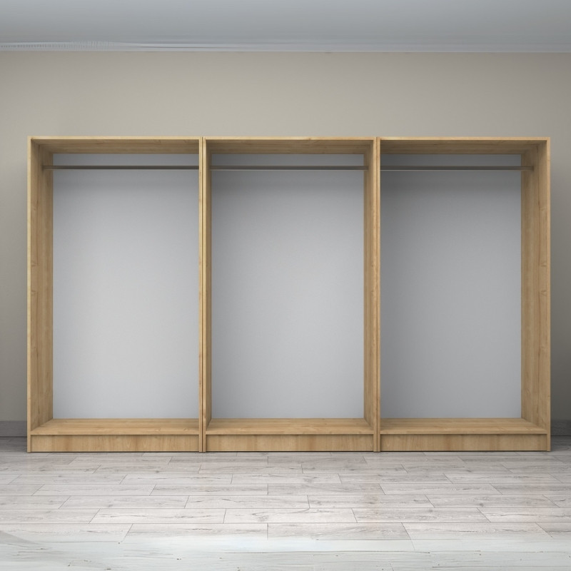 Ντουλάπα ρούχων Victoria Megapap εξάφυλλη χρώμα φυσικό οξιάς 300x60x181εκ. - Image 2