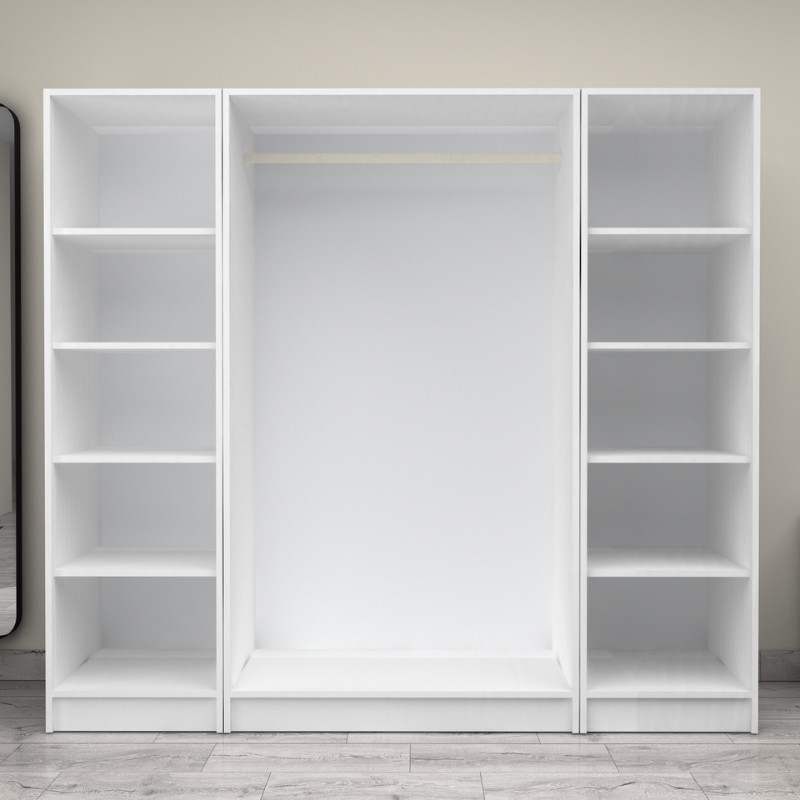 Ντουλάπα ρούχων Victoria Megapap τετράφυλλη χρώμα λευκό 200x60x181εκ. - Image 2