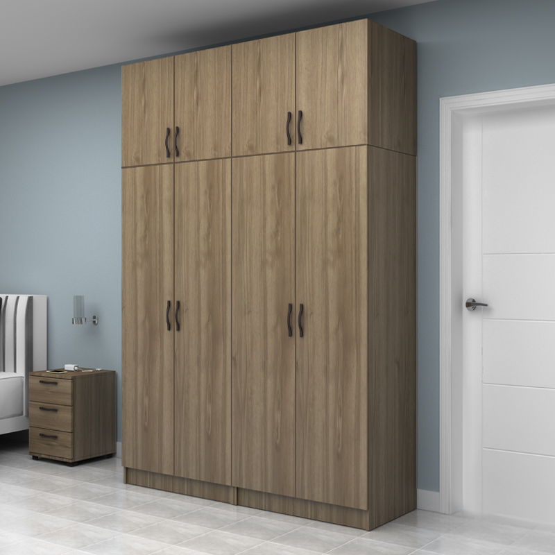 Ντουλάπα ρούχων Vivian Megapap τετράφυλλη με πατάρι χρώμα καρυδί 160x51,8x240εκ. - Image 2