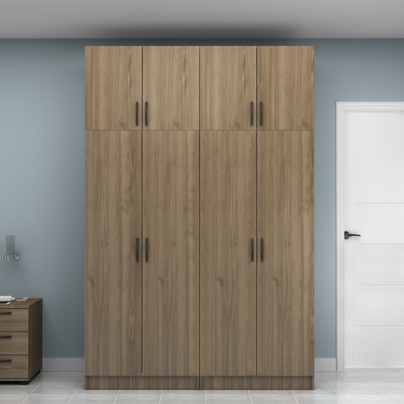 Ντουλάπα ρούχων Vivian Megapap τετράφυλλη με πατάρι χρώμα καρυδί 160x51,8x240εκ. - Image 3