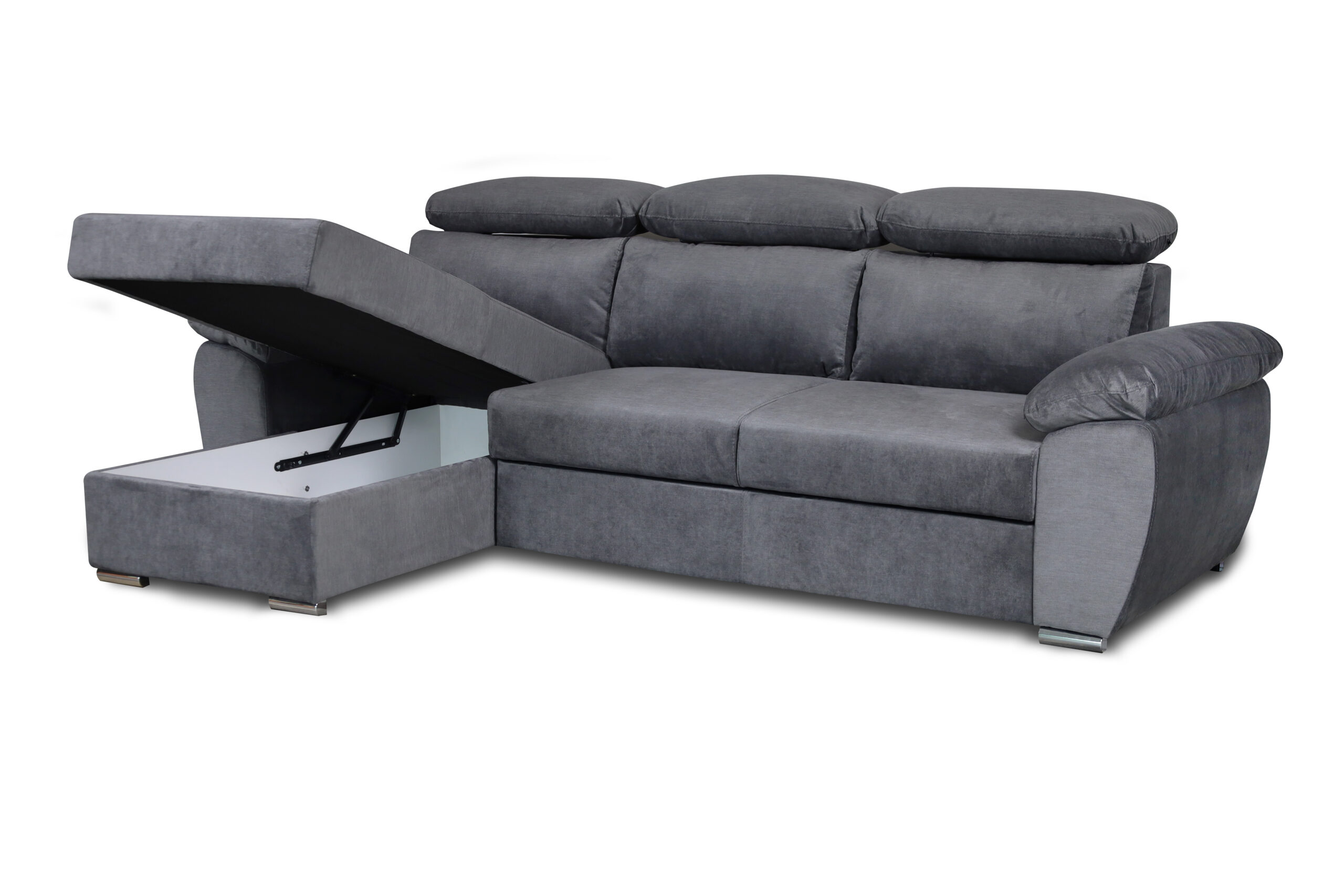 Como II Γωνιακός καναπές κρεβάτι με αποθηκευτικό χώρο 265x166εκ. με αναστρέψιμη γωνία Γκρι Σκούρο - Image 2