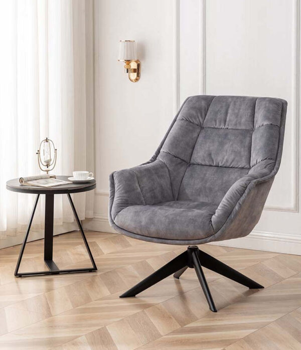 Volter πολυθρόνα περιστρεφόμενη 80x98x98εκ. Light Grey Velvet - Image 2