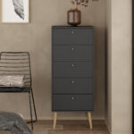 Bodo συρταριέρα ψηλή με 5 συρτάρια  50x39x120εκ Γκρι