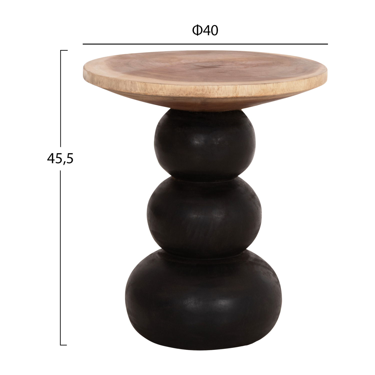 ΒΟΗΘΗΤΙΚΟ ΤΡΑΠΕΖΑΚΙ ΣΤΡΟΓΓΥΛΟ JACKY HM9890 SUAR ΞΥΛΟ ΦΥΣΙΚΟ & ΜΑΥΡΟ Φ40x45,5Υεκ. - Image 2