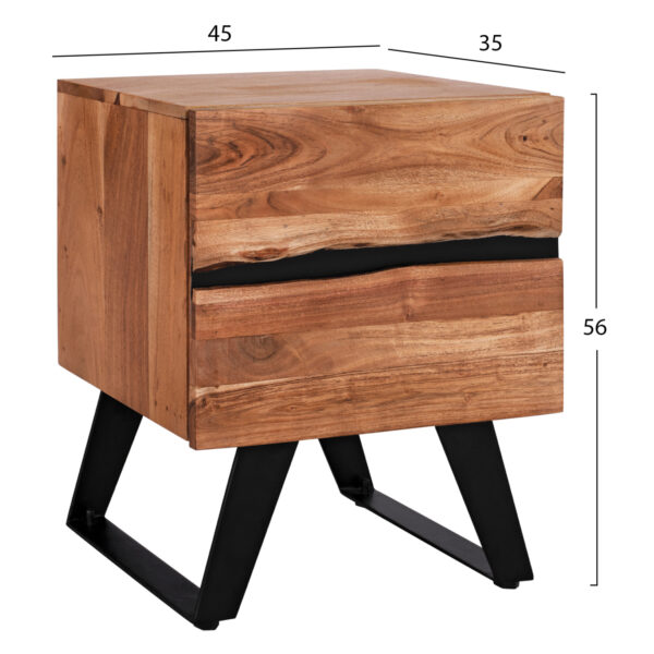 ΚΟΜΟΔΙΝΟ ALICIA HM8360.11 ΑΠΟ ΜΑΣΙΦ ΞΥΛΟ ΑΚΑΚΙΑΣ 45x35x56Yεκ. - Image 2