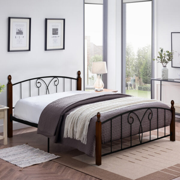 ΚΡΕΒΑΤΙ ΔΙΠΛΟ SUZIE HM585 ΓΙΑ ΣΤΡΩΜΑ 150x200 εκ. ΜΕΤΑΛΛΟ ΞΥΛΟ - Image 2