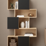 Maze βιβλιοθήκη με 3 ντουλάπια 95,5x31,5x166εκ. Jackson Hickory / Μαύρο