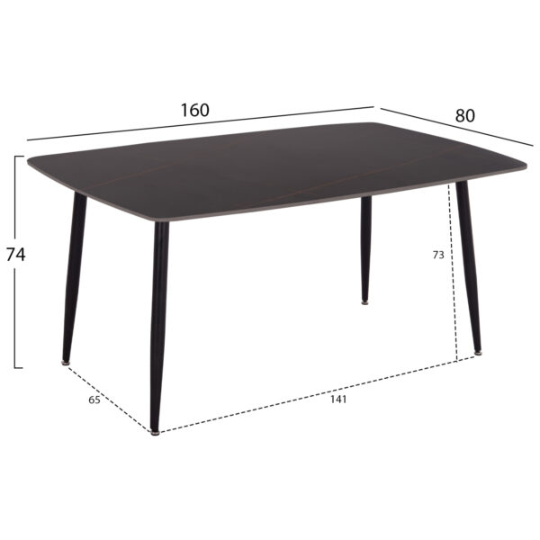 ΣΕΤ ΤΡΑΠΕΖΑΡΙΑΣ 5ΤΜΧ RAVEN HM21069.02 ΚΕΡΑΜΙΚΟ TOP ΜΑΥΡΟ ΜΑΡΜΑΡΟ & 4 ΚΑΡΕΚΛΕΣ - Image 2
