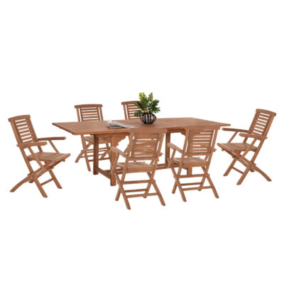 ΣΕΤ ΤΡΑΠΕΖΑΡΙΑΣ CRANDER HM21288 ΤΡΑΠΕΖΙ & 6 ΠΟΛΥΘΡΟΝΕΣ ΠΤΥΣΣΟΜΕΝΕΣ-ΤΕΑΚ