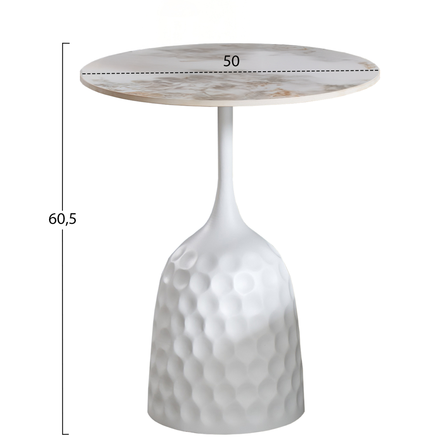 ΤΡΑΠΕΖΙ ΣΑΛΟΝΙΟΥ LONGSTEM HM18317.01 ΒΑΣΗ ΛΕΥΚΗ--SINTERED STONE CALACATA GOLD Φ50 - Image 2