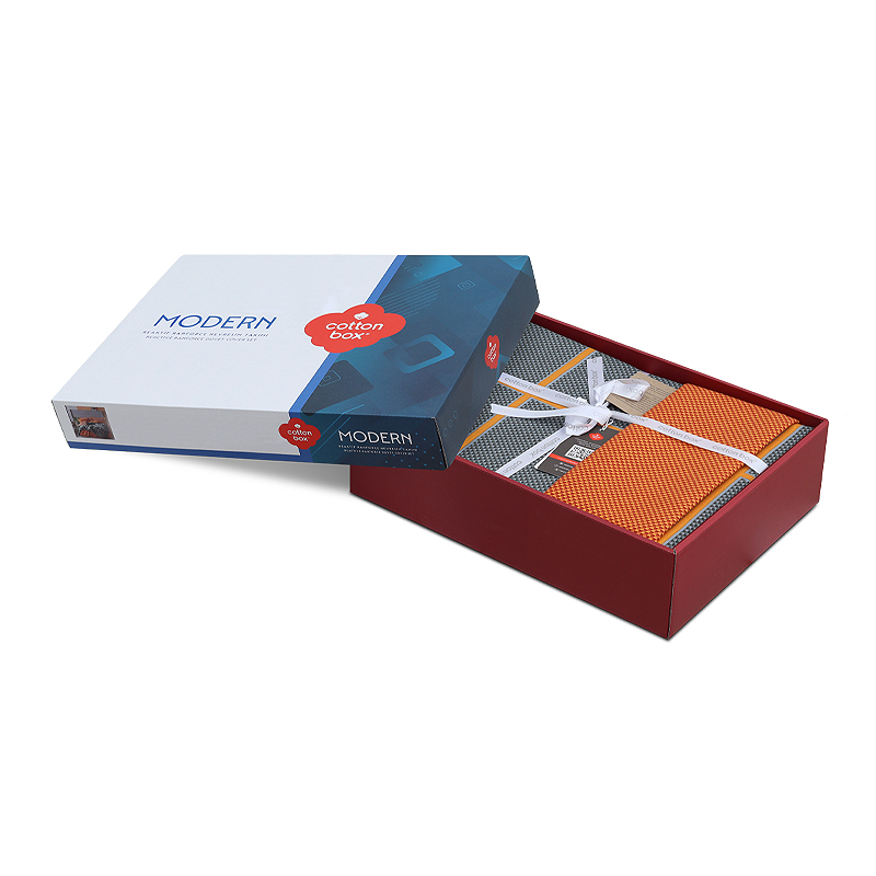 Σετ παπλωματοθήκη Stark Cotton Box 3 τμχ Μονή (160x220) χρώμα cinnamon - μπλε - Image 3