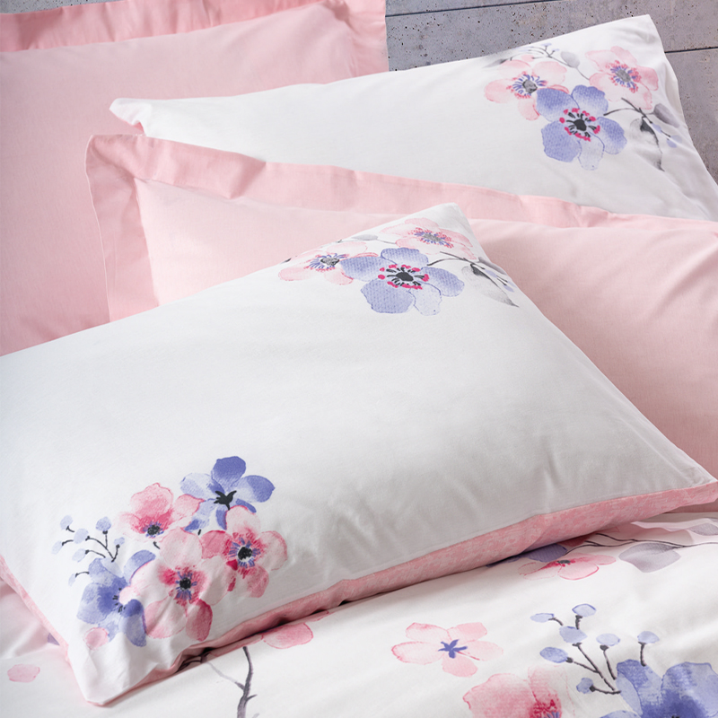 Σετ παπλωματοθήκη Jayda Cotton Box 3 τμχ Μονή (160x220) χρώμα ροζ - λευκό - Image 2