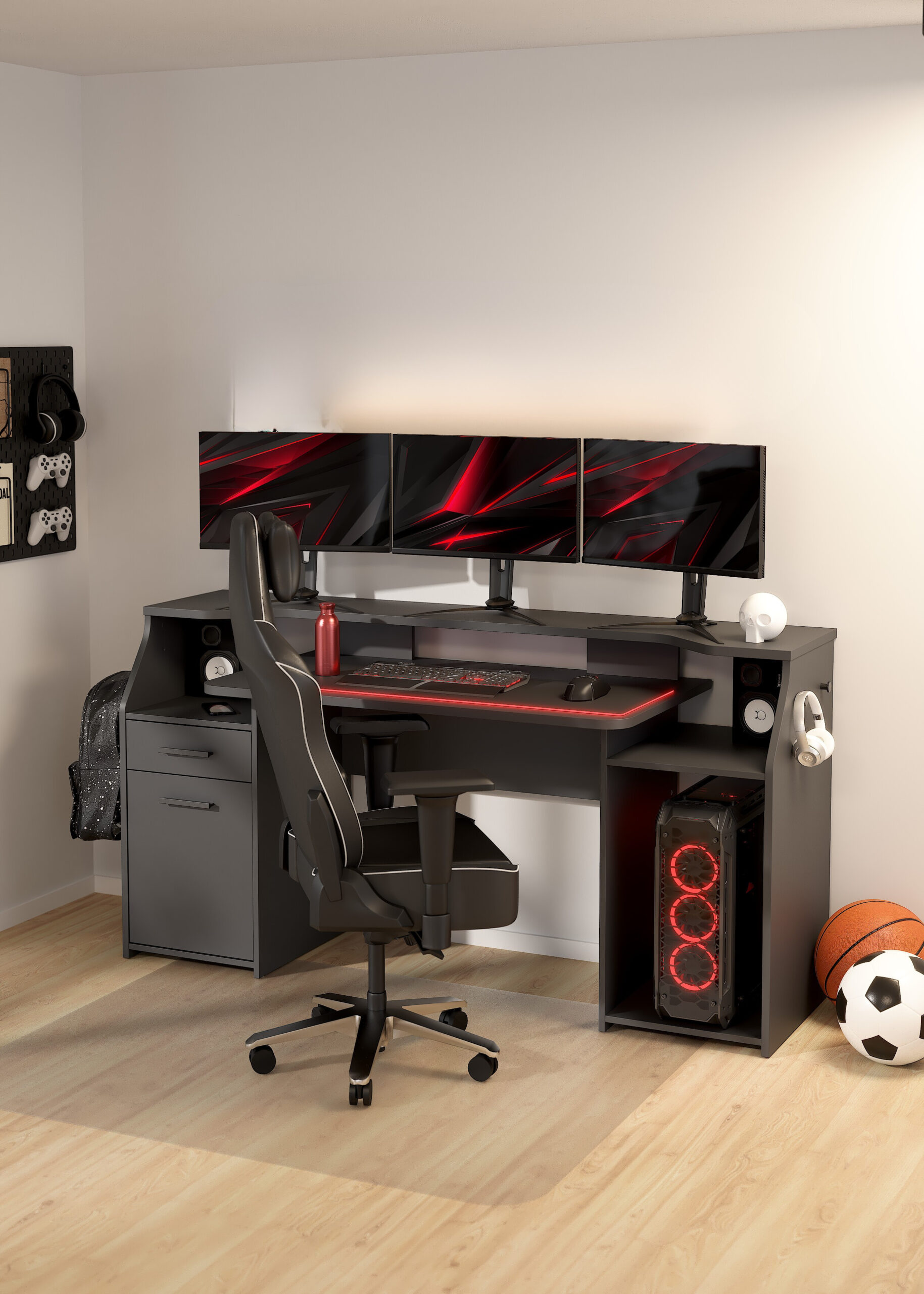 Function Plus γραφείο gaming με 1 πόρτα και 1 συρτάρι 171x62