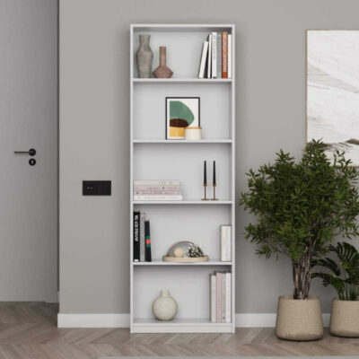 Βιβλιοθήκη Max Megapap χρώμα λευκό 58x23x170εκ.