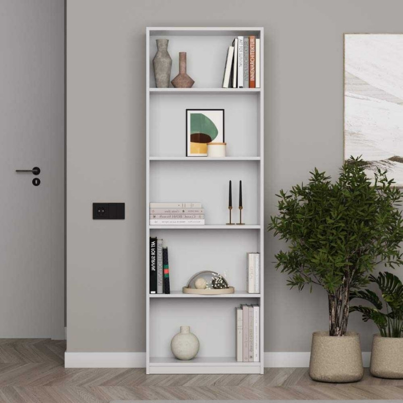 Βιβλιοθήκη Max Megapap χρώμα λευκό 58x23x170εκ.