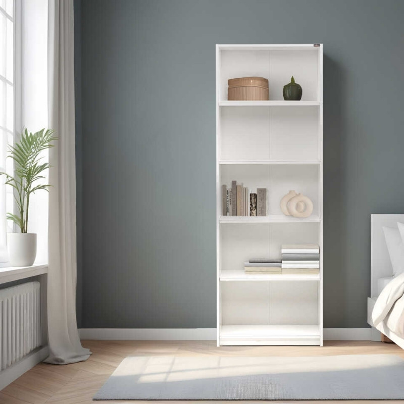 Βιβλιοθήκη Max Megapap χρώμα λευκό 58x23x170εκ. - Image 2