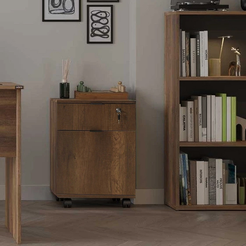 Συρταριέρα γραφείου Rio Megapap τροχήλατη χρώμα καρυδί 41x45x61 εκ. - Image 2