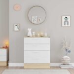 Συρταριέρα Base Megapap χρώμα oak - λευκό 72x40x88εκ.