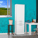 Ντουλάπι με καλάθι απλύτων Diamond Megapap χρώμα λευκό gloss 52x38x187εκ.