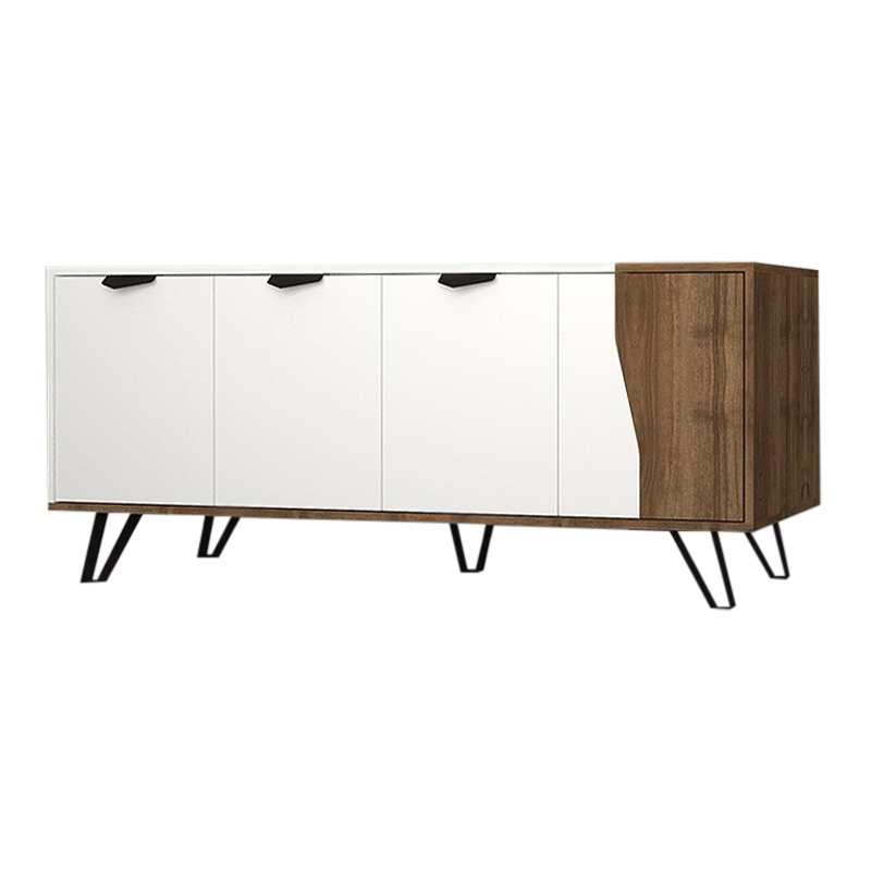 Μπουφές Jasmine Megapap χρώμα λευκό - καρυδί 160x45x78εκ. - Image 2