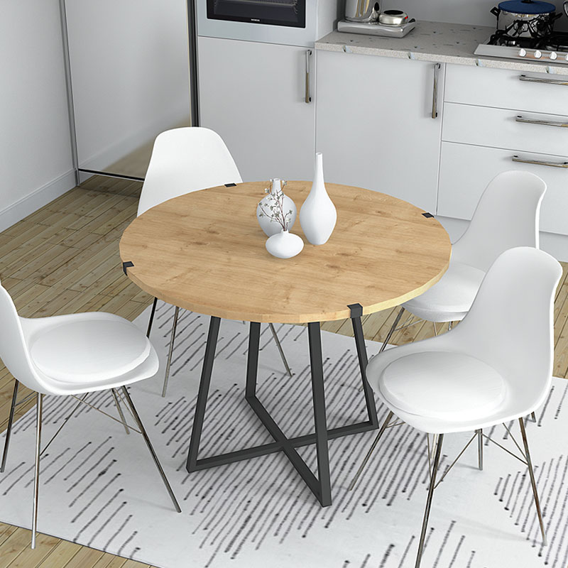 Τραπέζι Rubes Megapap χρώμα φυσικό οξιάς - ανθρακί 120x120x78εκ.