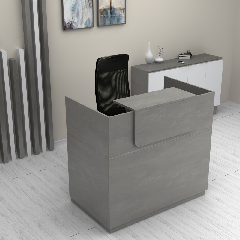Γραφείο υποδοχής - reception Lemmon Megapap χρώμα γκρι σκυροδέματος 120x70x110εκ. - Image 2