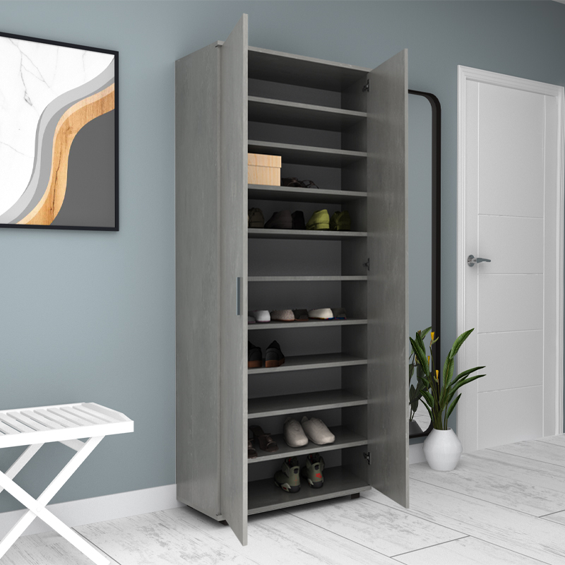 Ντουλάπα ρούχων - παπουτσοθήκη Eric Megapap δίφυλλη χρώμα γκρι σκυροδέματος 76x36x187εκ. - Image 2