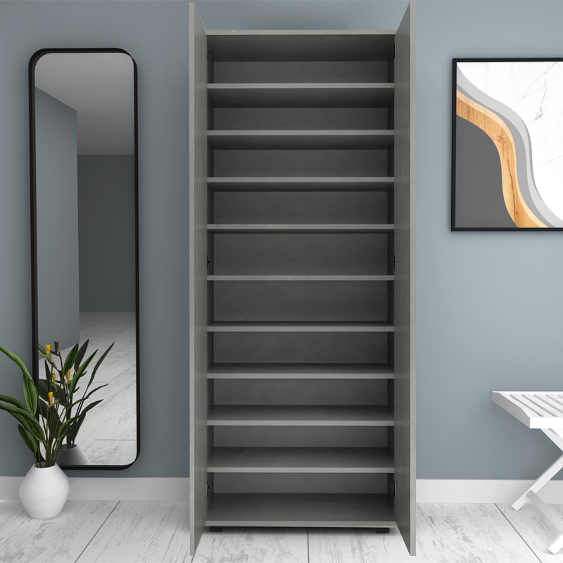 Ντουλάπα ρούχων - παπουτσοθήκη Eric Megapap δίφυλλη χρώμα γκρι σκυροδέματος 76x36x187εκ. - Image 3