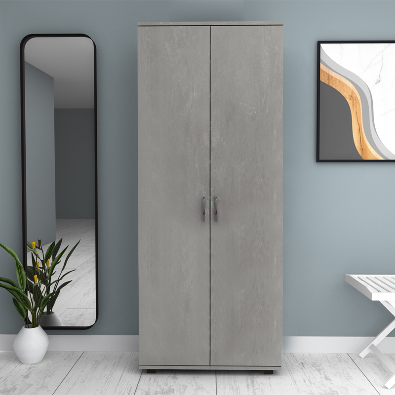 Ντουλάπα ρούχων - παπουτσοθήκη Eric Megapap δίφυλλη χρώμα γκρι σκυροδέματος 76x36x187εκ. - Image 4