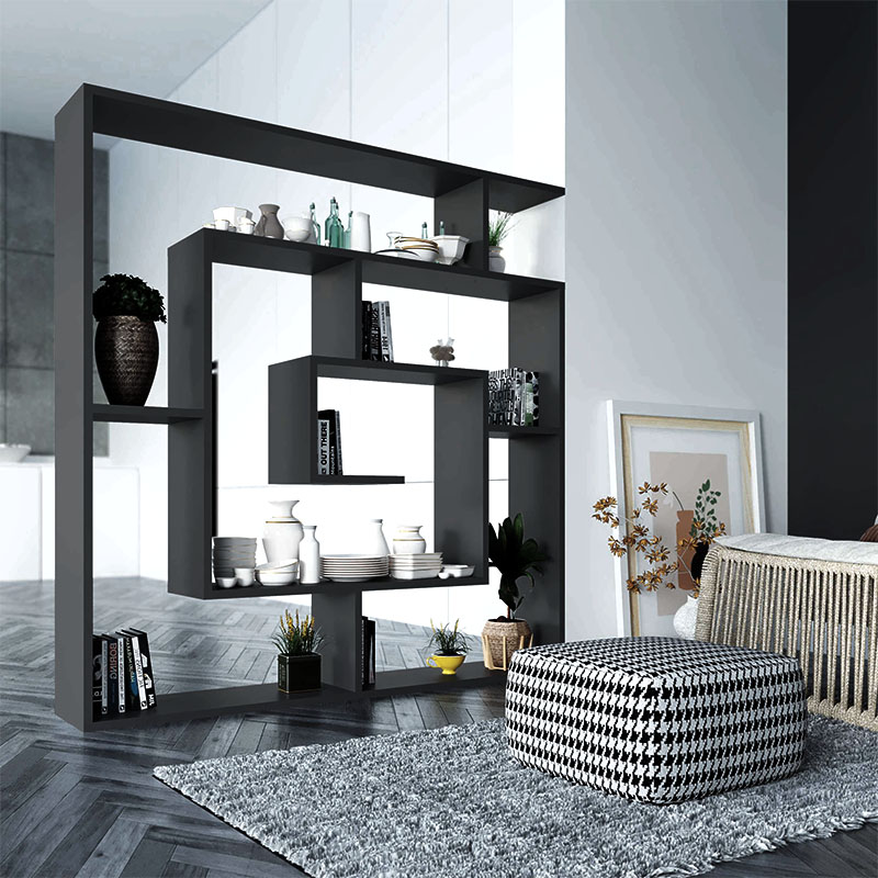 Βιβλιοθήκη Labirent Megapap χρώμα ανθρακί 125x22x129εκ. - Image 2