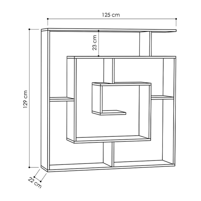 Βιβλιοθήκη Labirent Megapap χρώμα ανθρακί 125x22x129εκ. - Image 4