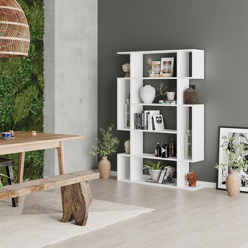 Βιβλιοθήκη Mito Megapap χρώμα λευκό 108x25x161εκ. - Image 2