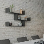 Ραφιέρα τοίχου Tibet Megapap χρώμα ανθρακί 119x22x66εκ.