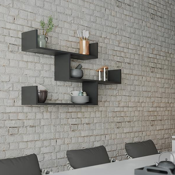 Ραφιέρα τοίχου Tibet Megapap χρώμα ανθρακί 119x22x66εκ.