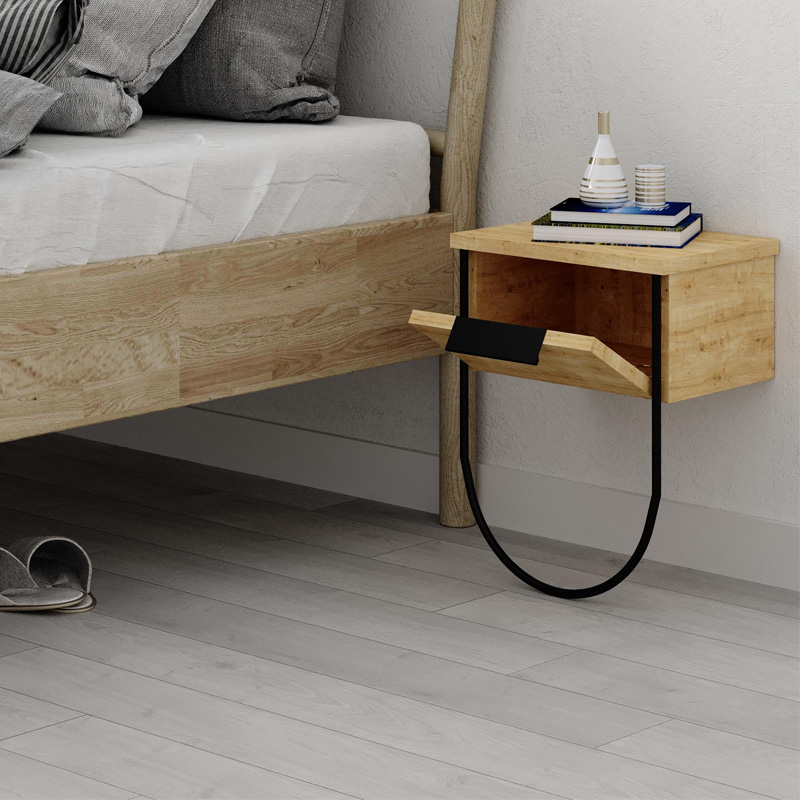 Κομοδίνο επιτοίχιο Norfolk Megapap χρώμα sapphire oak 33x25x44εκ.